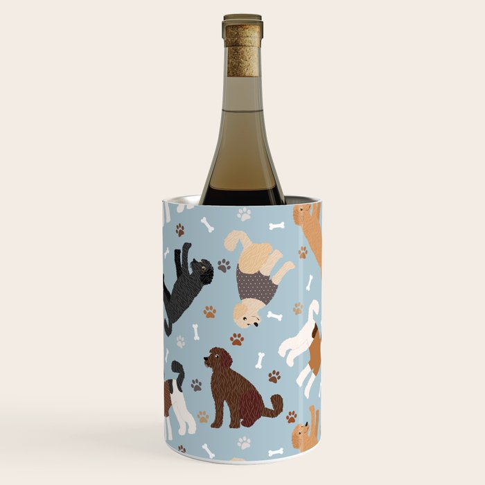 Labradoodle / Goldendoodle Dog Paws and Bones Pattern Wine Chiller Gallery Image 3