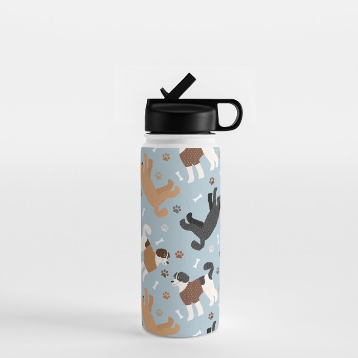 Labradoodle / Goldendoodle Dog Paws and Bones Pattern Water Bottle Gallery Image 1