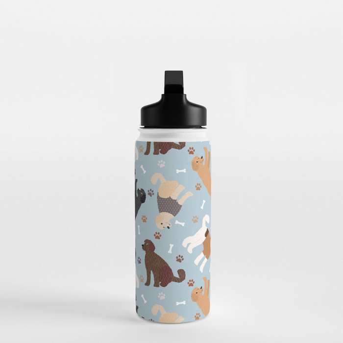 Labradoodle / Goldendoodle Dog Paws and Bones Pattern Water Bottle Gallery Image 3