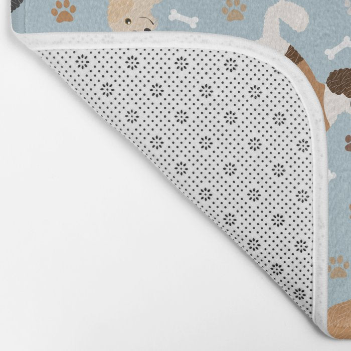 Labradoodle / Goldendoodle Dog Paws and Bones Pattern Bath Mat Gallery Image 2