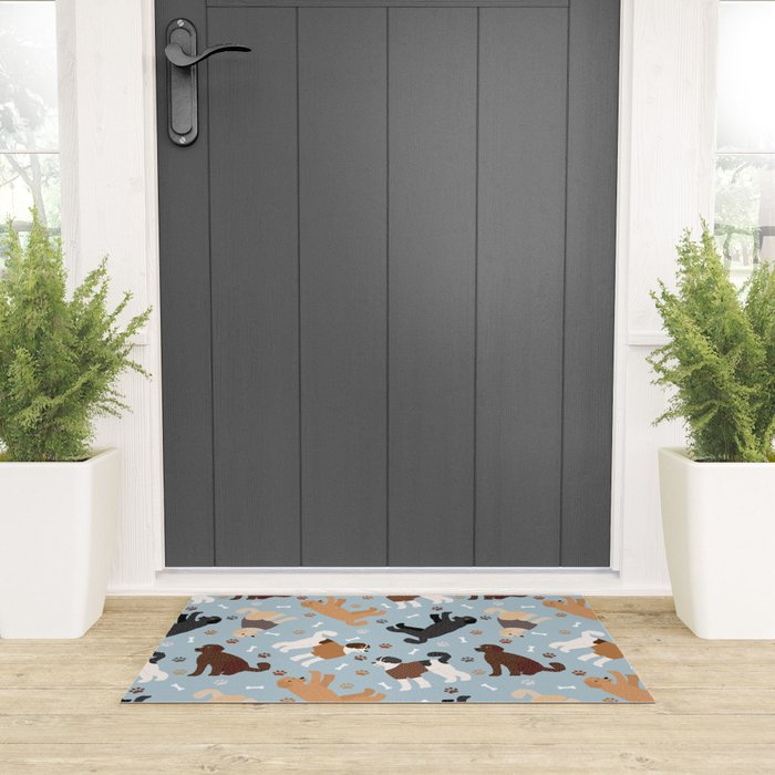 Labradoodle / Goldendoodle Dog Paws and Bones Pattern Welcome Mat Gallery Image 3