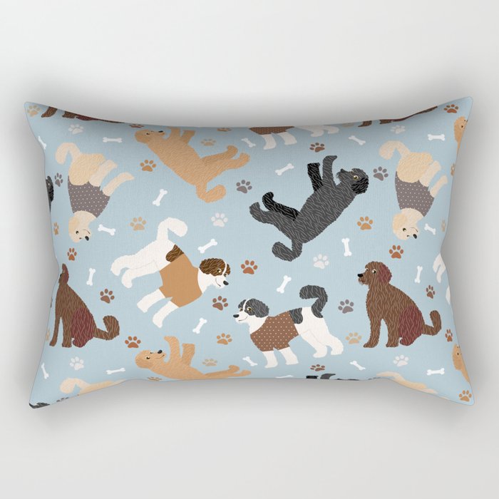 Labradoodle / Goldendoodle Dog Paws and Bones Pattern Rectangular Pillow Gallery Image 2