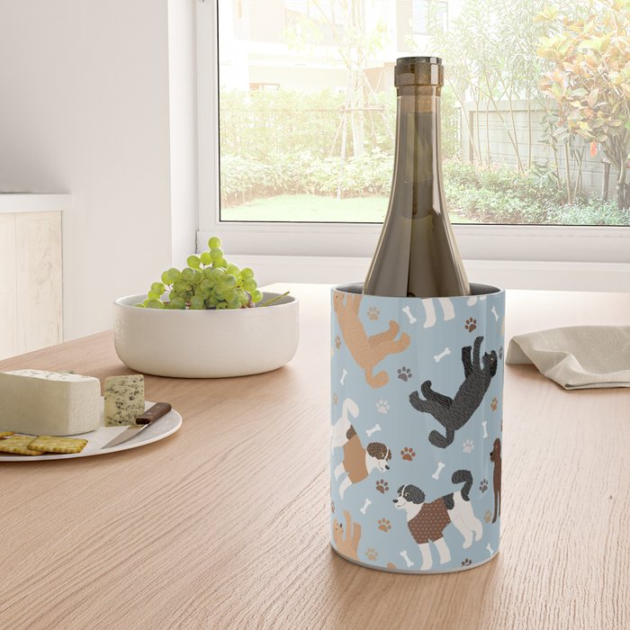 Labradoodle / Goldendoodle Dog Paws and Bones Pattern Wine Chiller Gallery Image 4