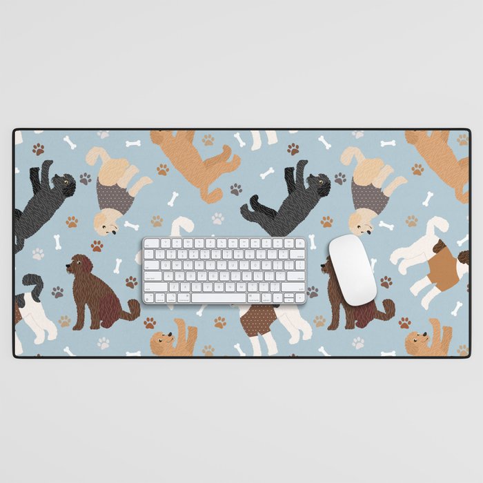 Labradoodle / Goldendoodle Dog Paws and Bones Pattern Desk Mat Gallery Image 1