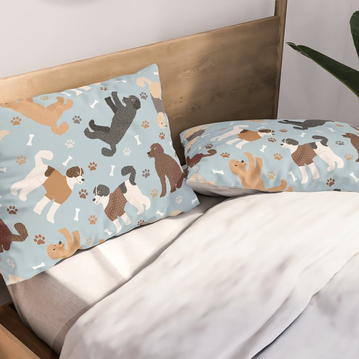 Labradoodle / Goldendoodle Dog Paws and Bones Pattern Pillow Sham Gallery Image 2