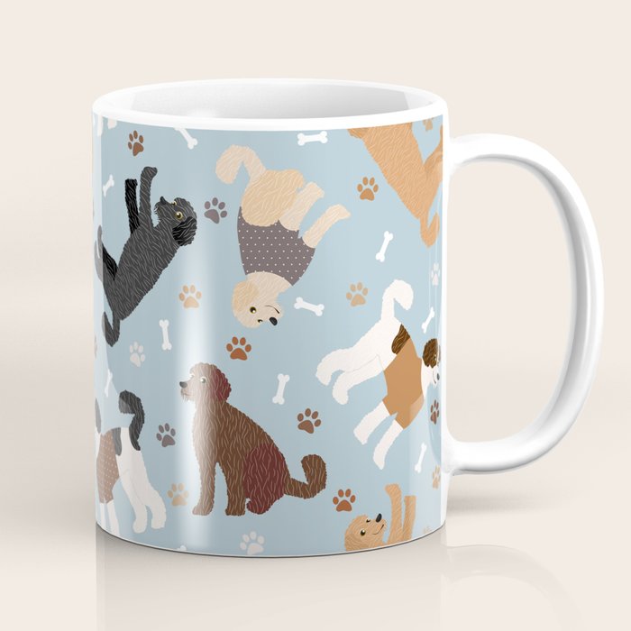 Labradoodle / Goldendoodle Dog Paws and Bones Pattern Coffee Mug Gallery Image 1