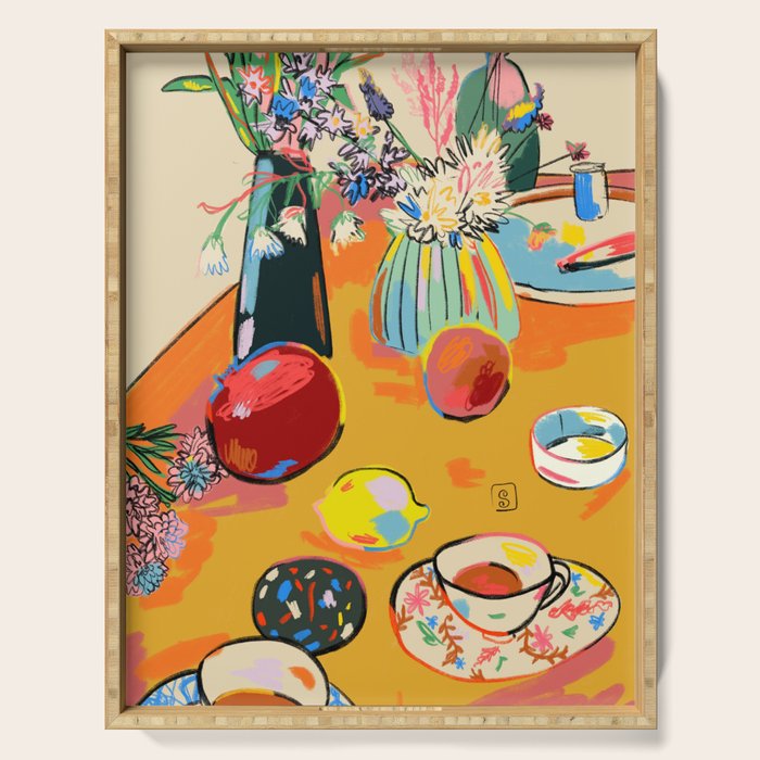 TEA AND FLOWERS AT HOME Serving Tray Gallery Image 1