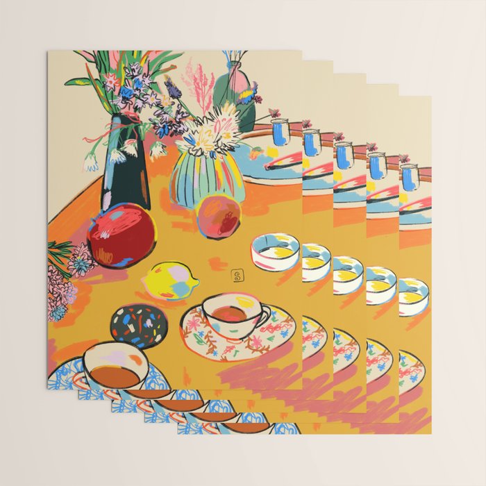TEA AND FLOWERS AT HOME Wrapping Paper Gallery Image 3