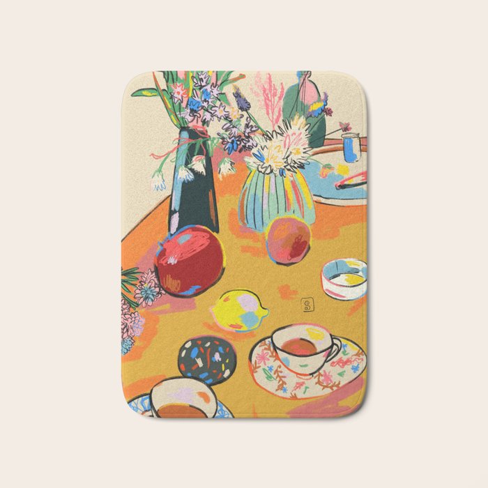 TEA AND FLOWERS AT HOME Bath Mat Gallery Image 1