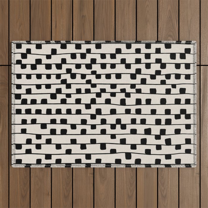 Squares / Black & White Pattern Outdoor Rug Gallery Image 1