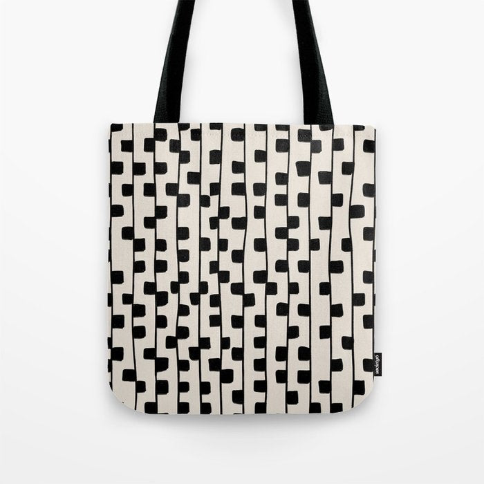 Squares / Black & White Pattern Tote Bag Gallery Image 1