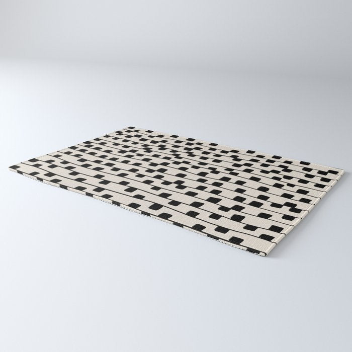 Squares / Black & White Pattern Rug Gallery Image 3