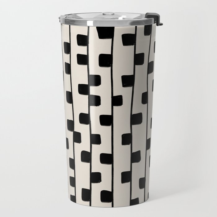 Squares / Black & White Pattern Travel Mug Gallery Image 2