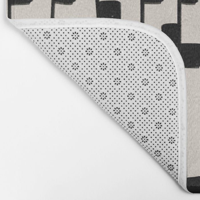 Squares / Black & White Pattern Bath Mat Gallery Image 2