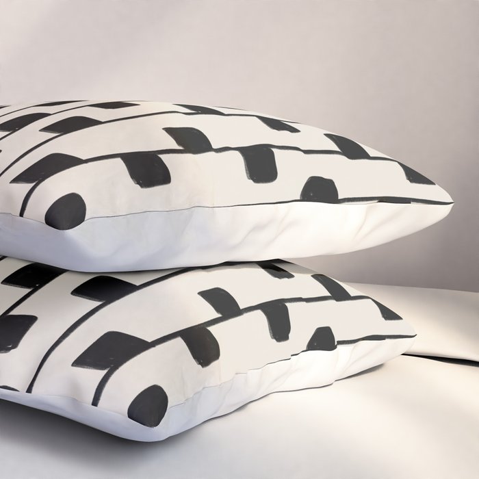 Squares / Black & White Pattern Pillow Sham Gallery Image 3