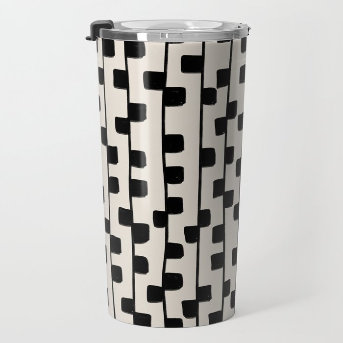 Squares / Black & White Pattern Travel Mug Gallery Image 3