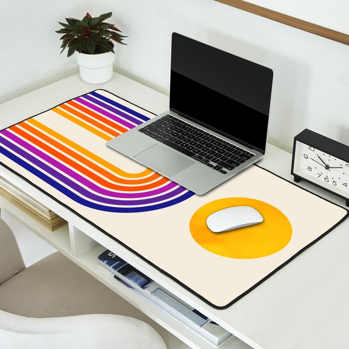 Rainbow Sun: Retro 80s Edition Desk Mat Gallery Image 2