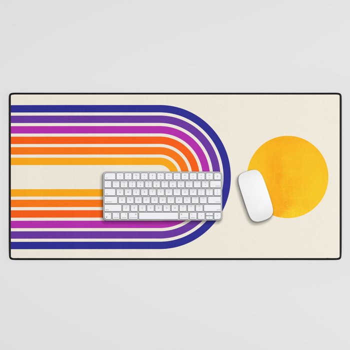 Rainbow Sun: Retro 80s Edition Desk Mat Gallery Image 1