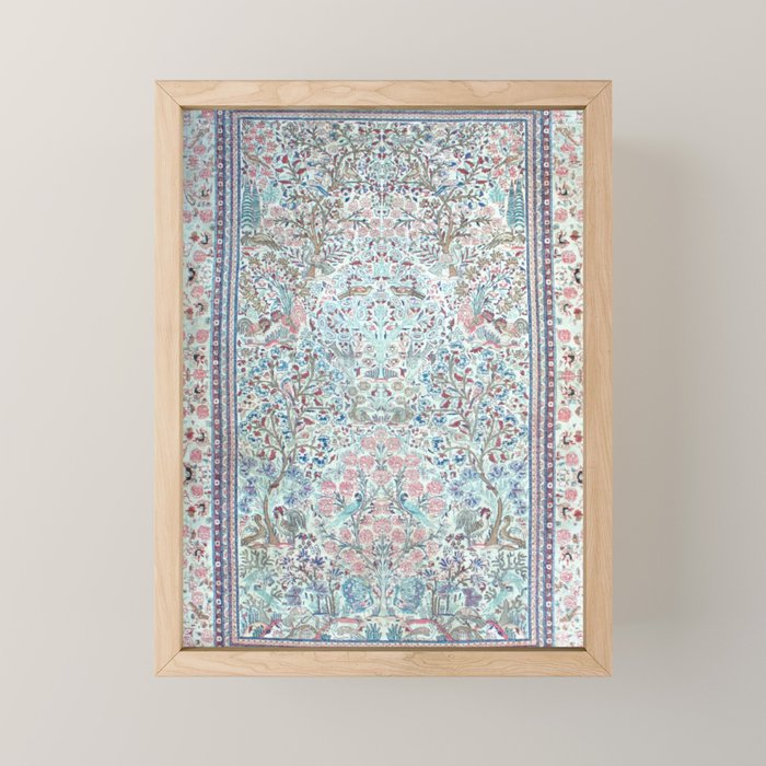 Antique Pastel Blue Persian Kashan Rug Print Mini Art Print Gallery Image 1