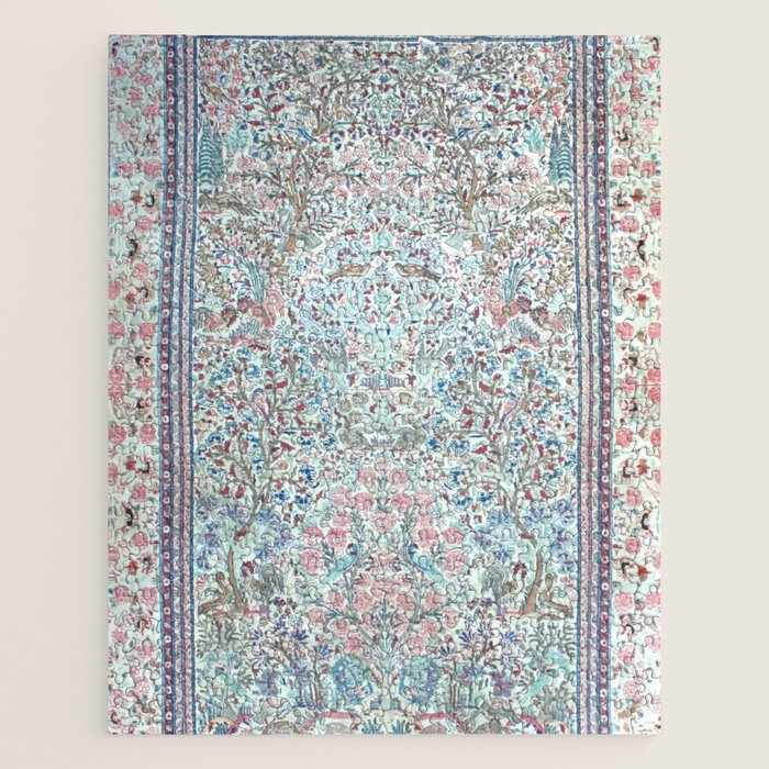 Antique Pastel Blue Persian Kashan Rug Print Jigsaw Puzzle Gallery Image 1