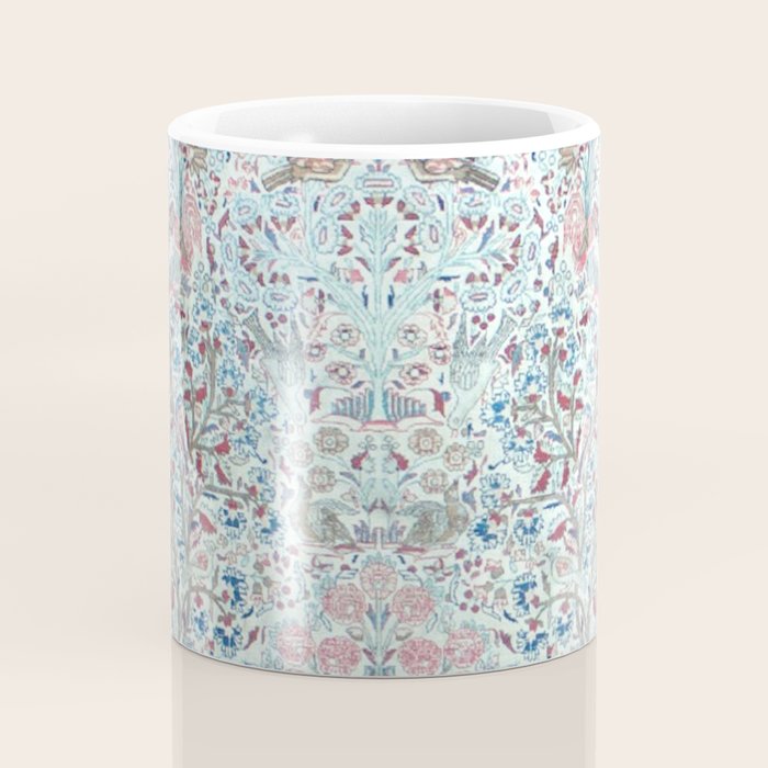 Antique Pastel Blue Persian Kashan Rug Print Coffee Mug Gallery Image 4