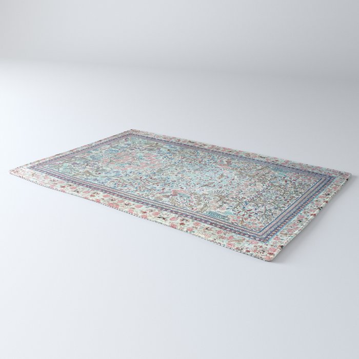 Antique Pastel Blue Persian Kashan Rug Print Rug Gallery Image 3