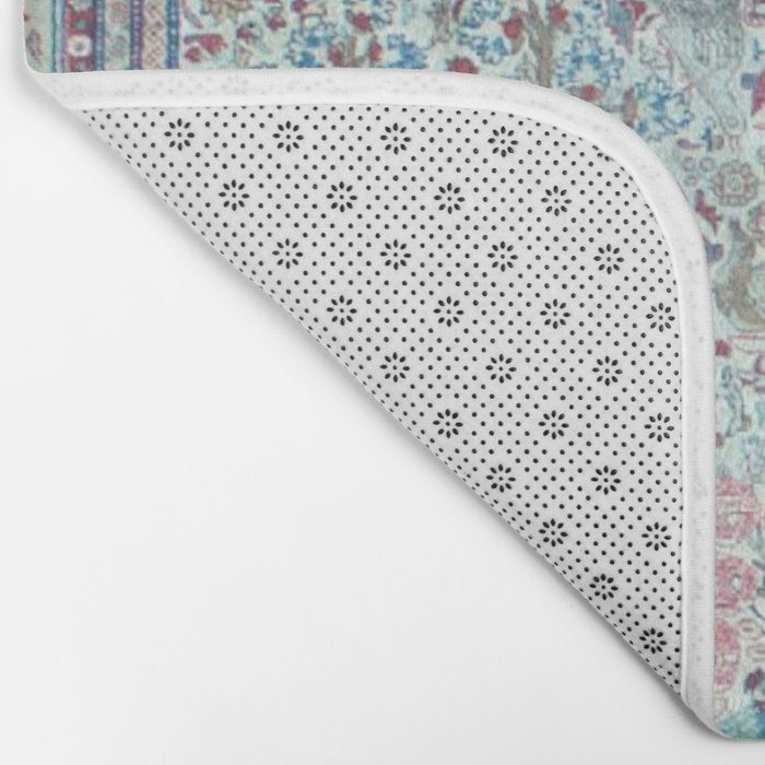 Antique Pastel Blue Persian Kashan Rug Print Bath Mat Gallery Image 2