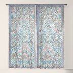 Antique Pastel Blue Persian Kashan Rug Print Window Curtain Gallery Image 5