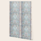 Antique Pastel Blue Persian Kashan Rug Print Wallpaper Gallery Image 2