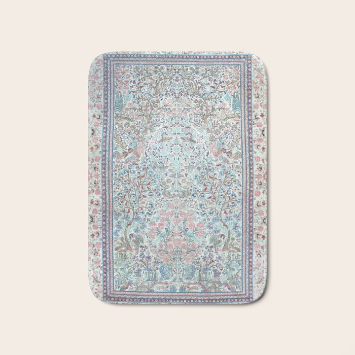 Antique Pastel Blue Persian Kashan Rug Print Bath Mat Gallery Image 1