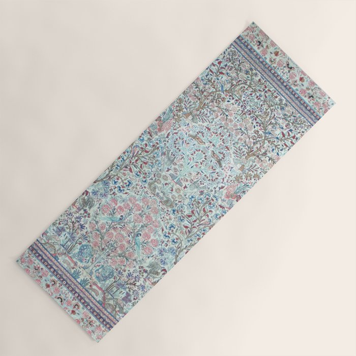 Antique Pastel Blue Persian Kashan Rug Print Yoga Mat Gallery Image 1