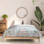 Antique Pastel Blue Persian Kashan Rug Print Comforter Gallery Image 3