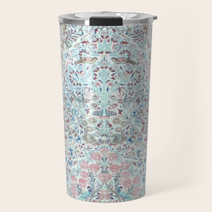 Antique Pastel Blue Persian Kashan Rug Print Travel Mug Gallery Image 1