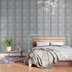 Antique Pastel Blue Persian Kashan Rug Print Wallpaper Gallery Image 3