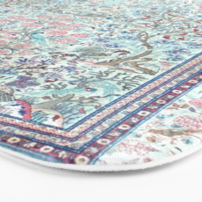 Antique Pastel Blue Persian Kashan Rug Print Bath Mat Gallery Image 3