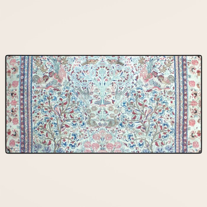Antique Pastel Blue Persian Kashan Rug Print Desk Mat Gallery Image 3