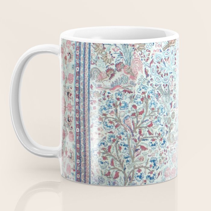 Antique Pastel Blue Persian Kashan Rug Print Coffee Mug Gallery Image 3