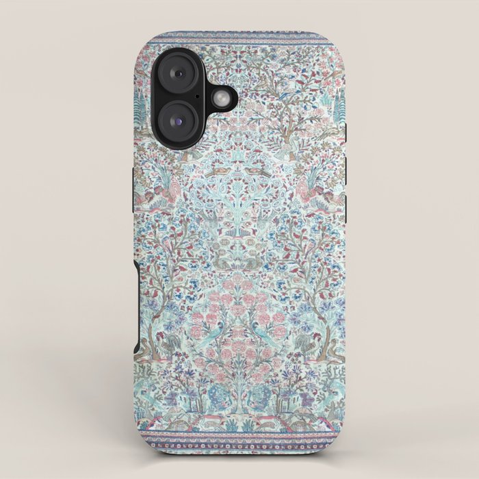 Antique Pastel Blue Persian Kashan Rug Print iPhone Case Gallery Image 1