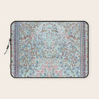 Antique Pastel Blue Persian Kashan Rug Print Laptop Sleeve Gallery Image 1