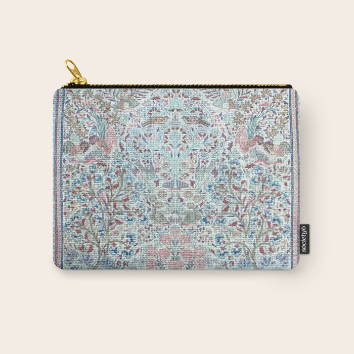 Antique Pastel Blue Persian Kashan Rug Print Carry All Pouch Gallery Image 1