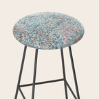 Antique Pastel Blue Persian Kashan Rug Print Stool Gallery Image 2