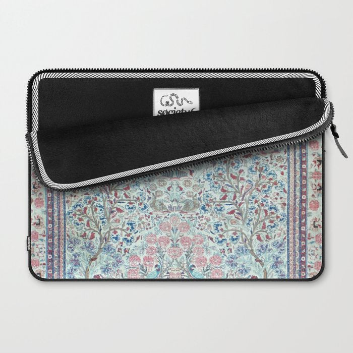 Antique Pastel Blue Persian Kashan Rug Print Laptop Sleeve Gallery Image 2