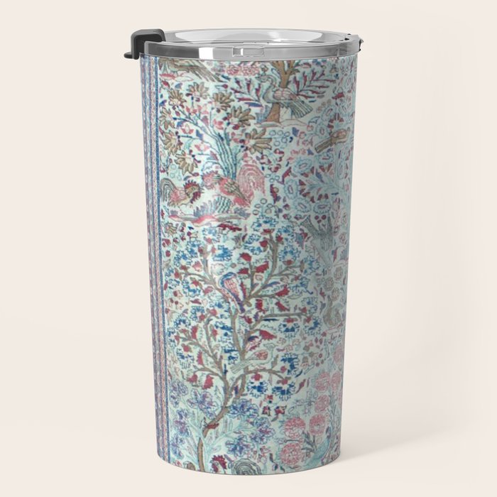 Antique Pastel Blue Persian Kashan Rug Print Travel Mug Gallery Image 3