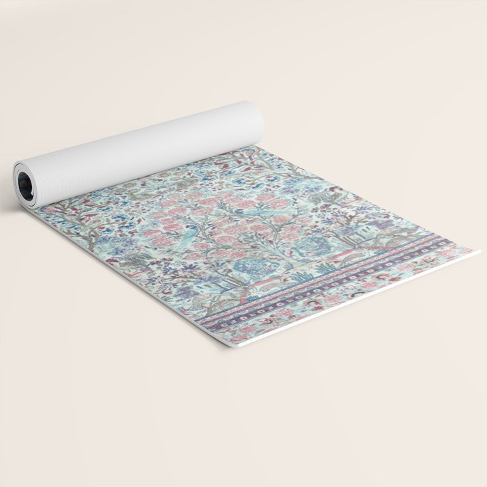 Antique Pastel Blue Persian Kashan Rug Print Yoga Mat Gallery Image 2
