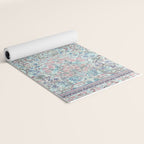 Antique Pastel Blue Persian Kashan Rug Print Yoga Mat Gallery Image 2