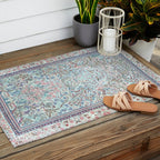 Antique Pastel Blue Persian Kashan Rug Print Outdoor Rug Gallery Image 2