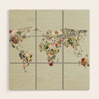 Vintage Botanical World Green Wood Wall Art Gallery Image 1