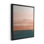 Desert Dream Waves_ Teal Green & perfectly pale Pink_ brush strokes abstract painting Framed Canvas Print Gallery Image 2