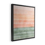 Light Sage Green Waves on a Peach Horizon, Abstract _watercolor color block Framed Canvas Print Gallery Image 2