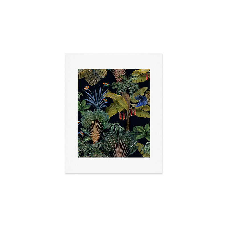 Moody tropical Jungle_deep blue & green tones Art Print Gallery Image 1